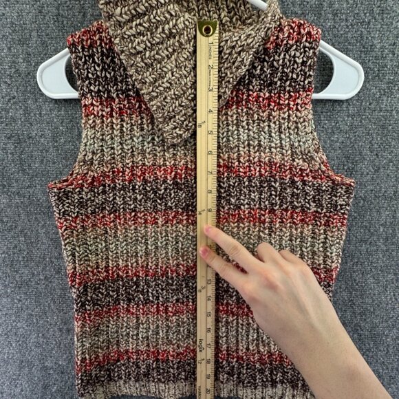 J. Crew Sweater Vest Women's Small Striped Knit Warm Beige Colorful Turtleneck - Picture 2 of 13